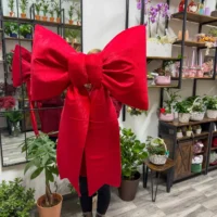 Fundă gigantică decorativă din catifea roșie